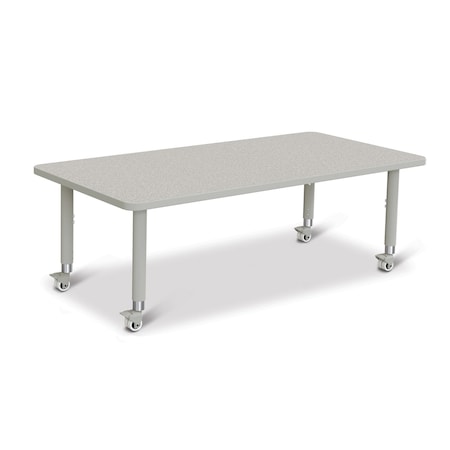 Jonti-Craft Berries Rectangle Activity Table, 30 in. x 60 in., Mobile, Freckled Gray/Gray/Gray 6408JCM000